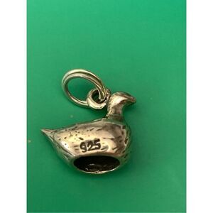 .925 Partridge in a Pear Tree French Hen Sterling Silver Jewelry Charm